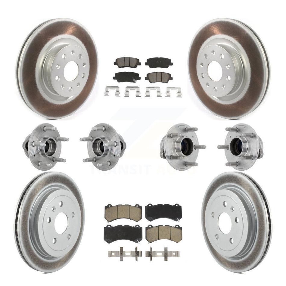 Front Rear Hub Bearings Coated Disc Brake Rotors And Pads Kit (10Pc) For Cadillac CTS KBB-132933