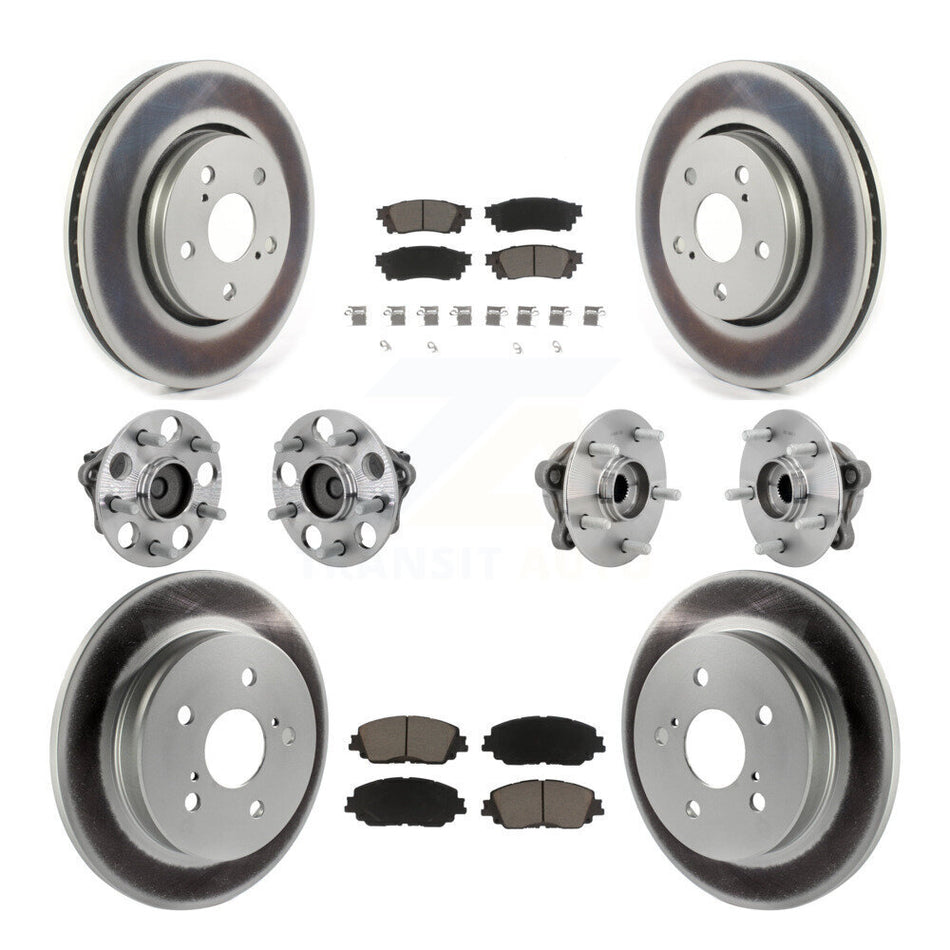 Front Rear Hub Bearing Coated Disc Brake Rotor And Ceramic Pad Kit (10Pc) For Toyota C-HR KBB-132939