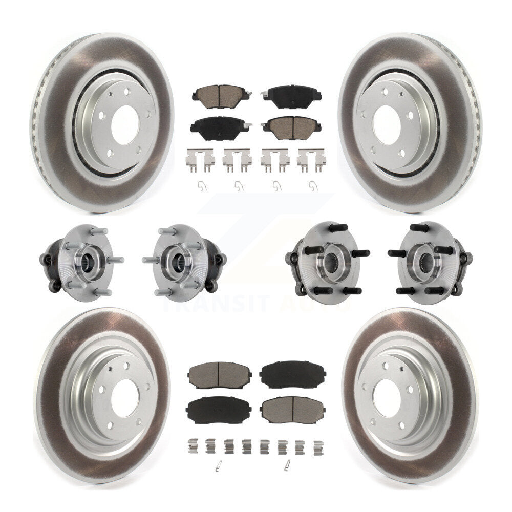 Front Rear Hub Bearing Coated Brake Rotor And Pad Kit (10Pc) For 2016-2023 Mazda CX-9 AWD KBB-132941