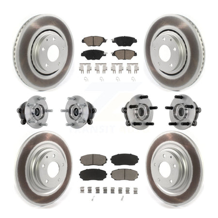 Front Rear Hub Bearing Coated Brake Rotor And Pad Kit (10Pc) For 2016-2023 Mazda CX-9 AWD KBB-132941