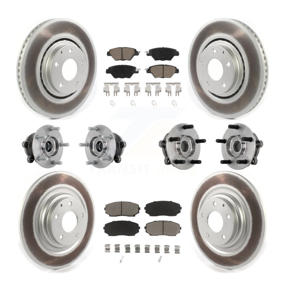Front Rear Hub Bearing Coated Brake Rotor And Pad Kit (10Pc) For 2016-2023 Mazda CX-9 AWD KBB-132941
