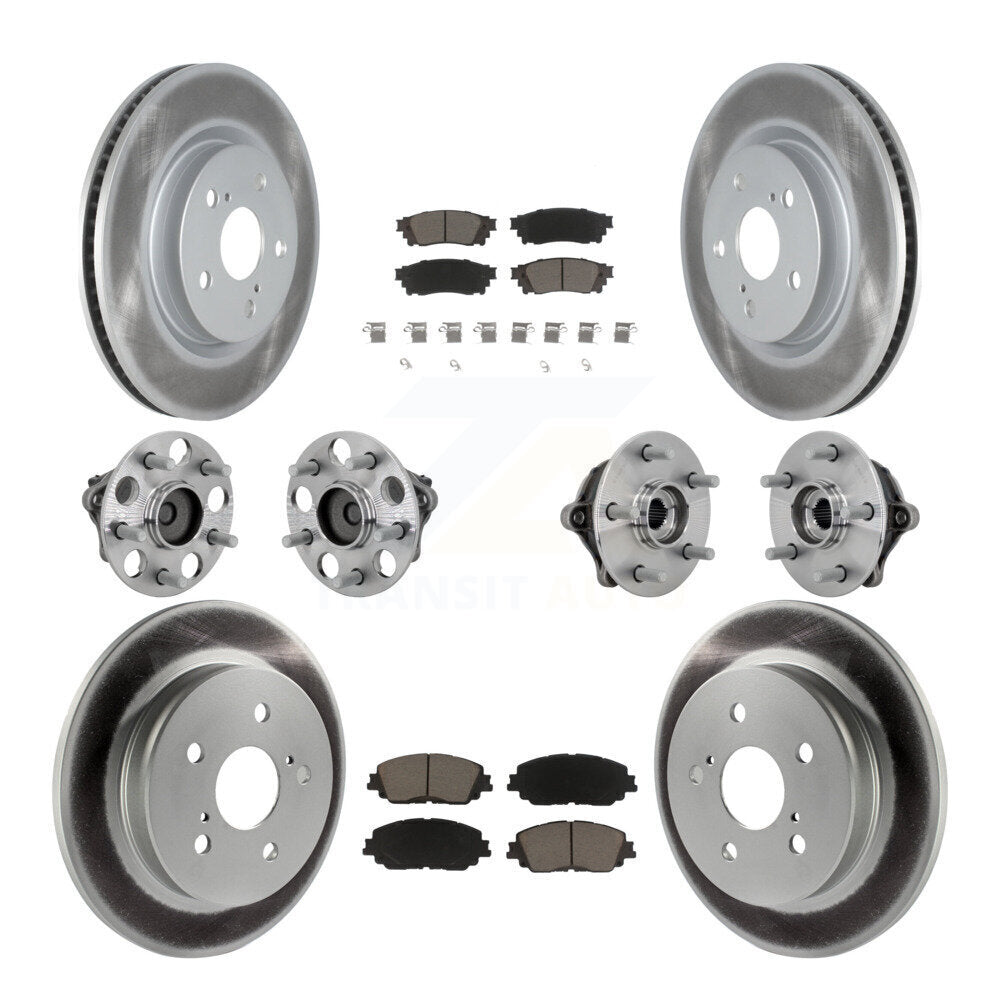 Front Rear Hub Bearing Coated Disc Brake Rotor And Ceramic Pad Kit (10Pc) For Toyota RAV4 KBB-132942