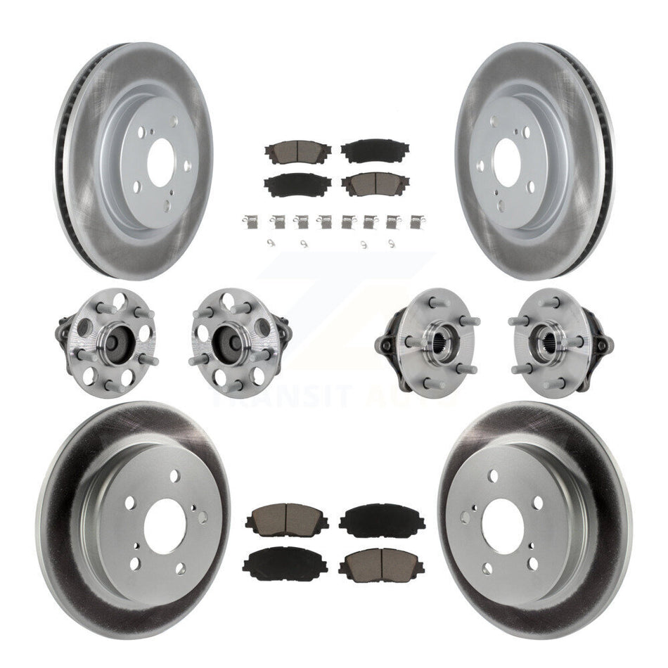 Front Rear Hub Bearing Coated Disc Brake Rotor And Ceramic Pad Kit (10Pc) For Toyota RAV4 KBB-132942