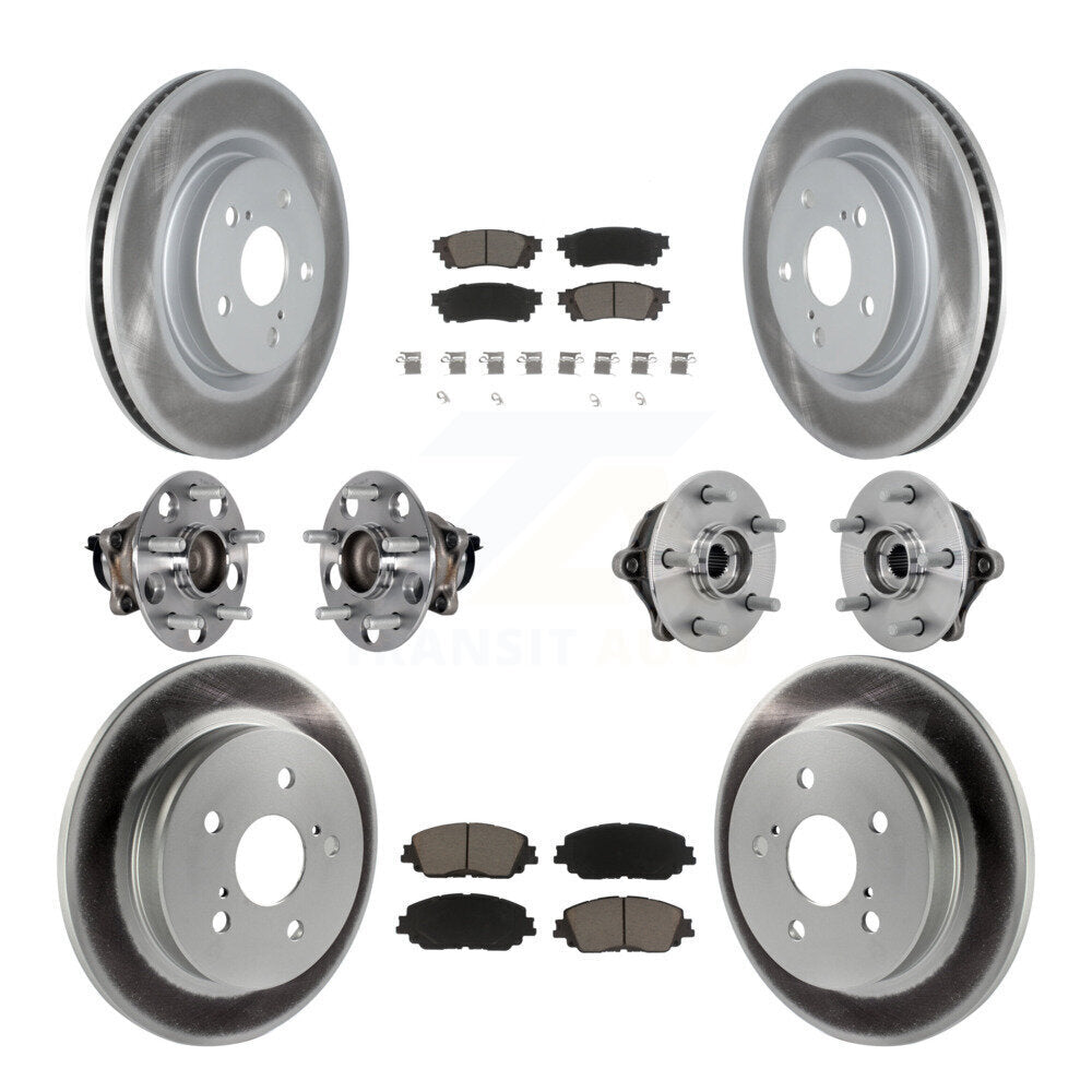 Front Rear Hub Bearing Coated Disc Brake Rotor And Ceramic Pad Kit (10Pc) For Toyota RAV4 KBB-132945