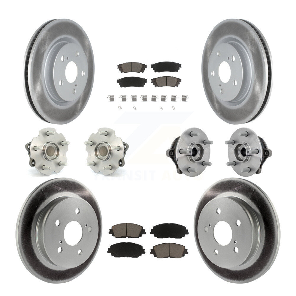 Front Rear Hub Bearing Coated Disc Brake Rotor And Ceramic Pad Kit (10Pc) For Toyota RAV4 KBB-132946