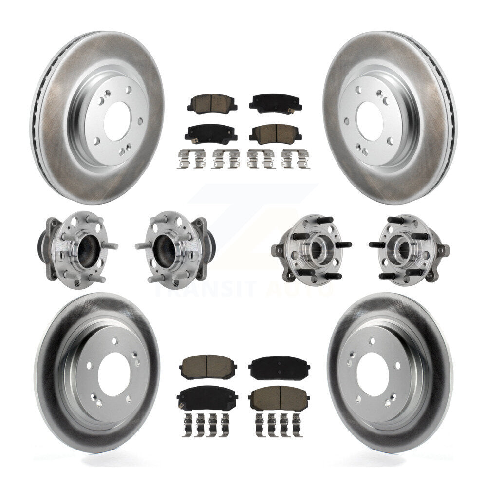 Front Rear Hub Bearing Coated Disc Brake Rotor & Pad Kit (10Pc) For Hyundai Sonata Kia K5 KBB-132950