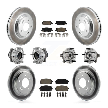 Front Rear Hub Bearing Coated Disc Brake Rotor & Pad Kit (10Pc) For Hyundai Sonata Kia K5 KBB-132950