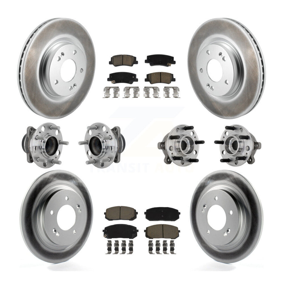 Front Rear Hub Bearing Coated Disc Brake Rotor & Pad Kit (10Pc) For Hyundai Sonata Kia K5 KBB-132950