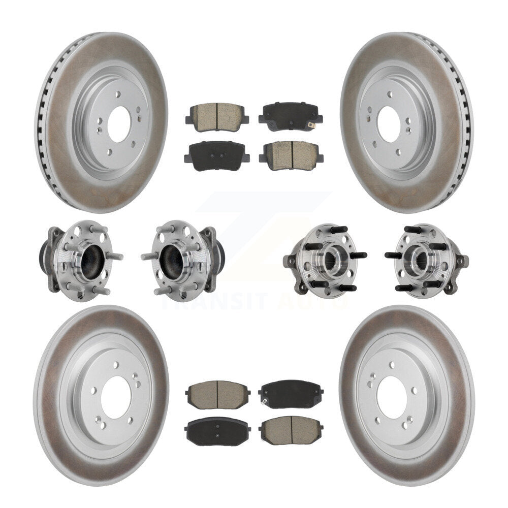 Front Rear Hub Bearing Coated Disc Brake Rotor & Pad Kit (10Pc) For Hyundai Sonata Kia K5 KBB-132951