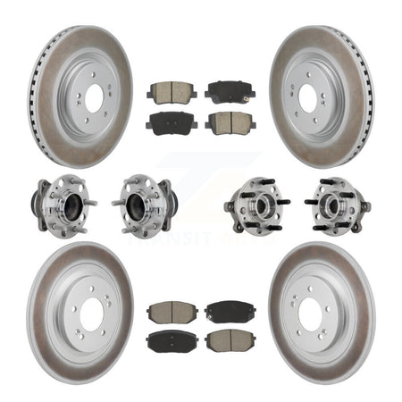 Front Rear Hub Bearing Coated Disc Brake Rotor & Pad Kit (10Pc) For Hyundai Sonata Kia K5 KBB-132951