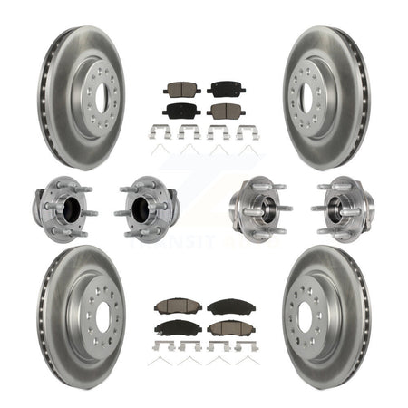Front Rear Hub Bearing Coat Brake Rotor Pads Kit (10Pc) For Chevrolet Traverse GMC Acadia KBB-132953