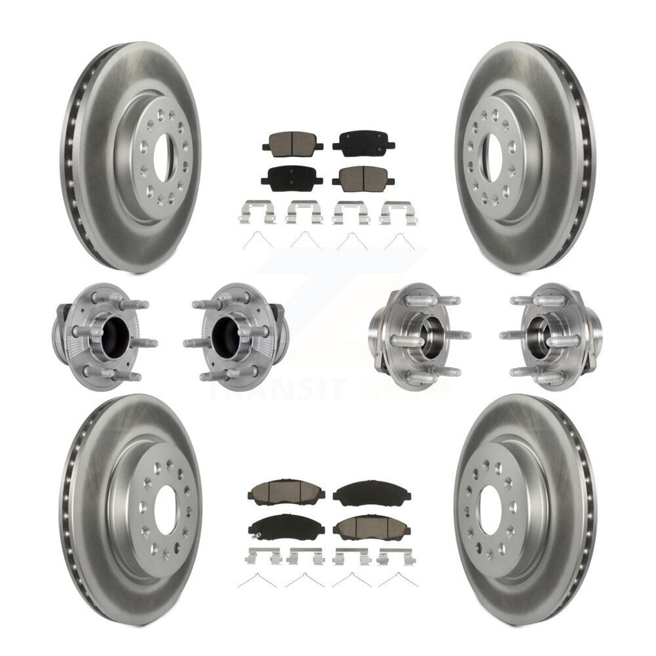 Front Rear Hub Bearing Coat Brake Rotor Pads Kit (10Pc) For Chevrolet Traverse GMC Acadia KBB-132953