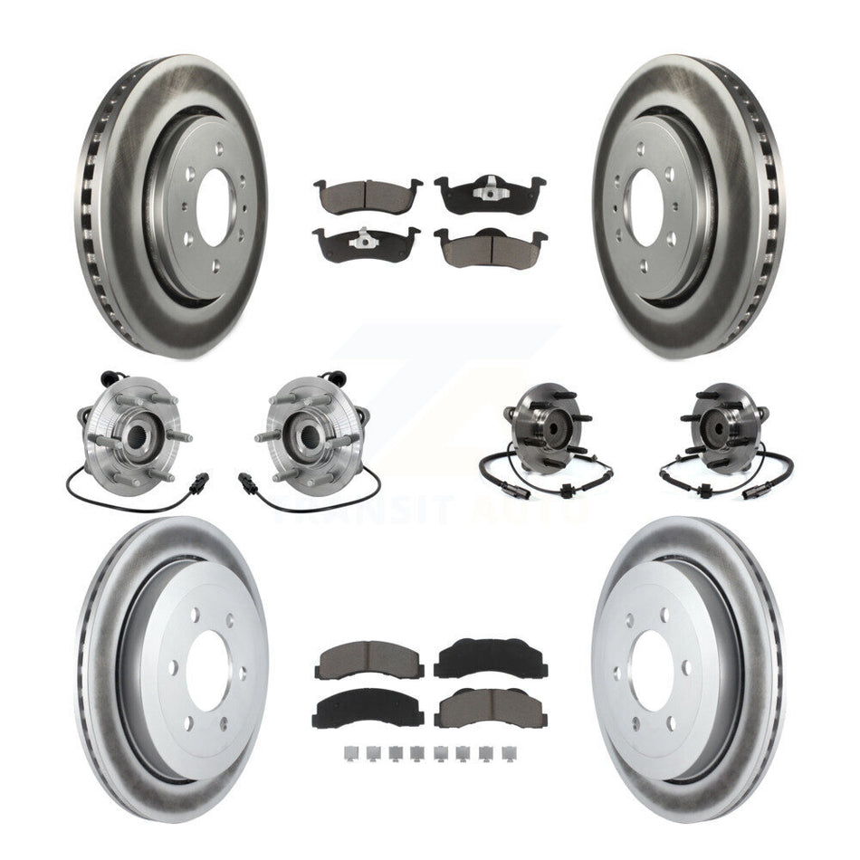 Front Rear Hub Bearing Coated Brake Rotor Pads Kit (10Pc) For Ford Expedition Lincoln RWD KBB-132956