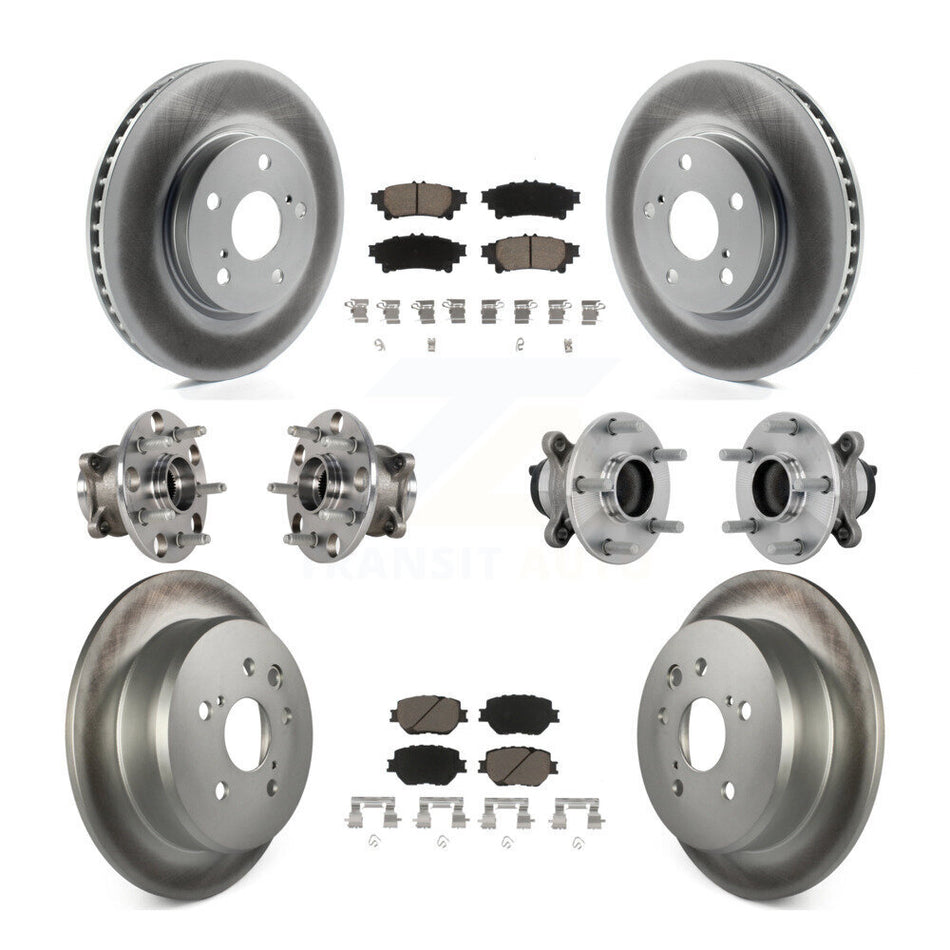 Front Rear Hub Bearing Coat Brake Rotor Pad Kit (10Pc) For 2014 Lexus IS250 Base with RWD KBB-132962