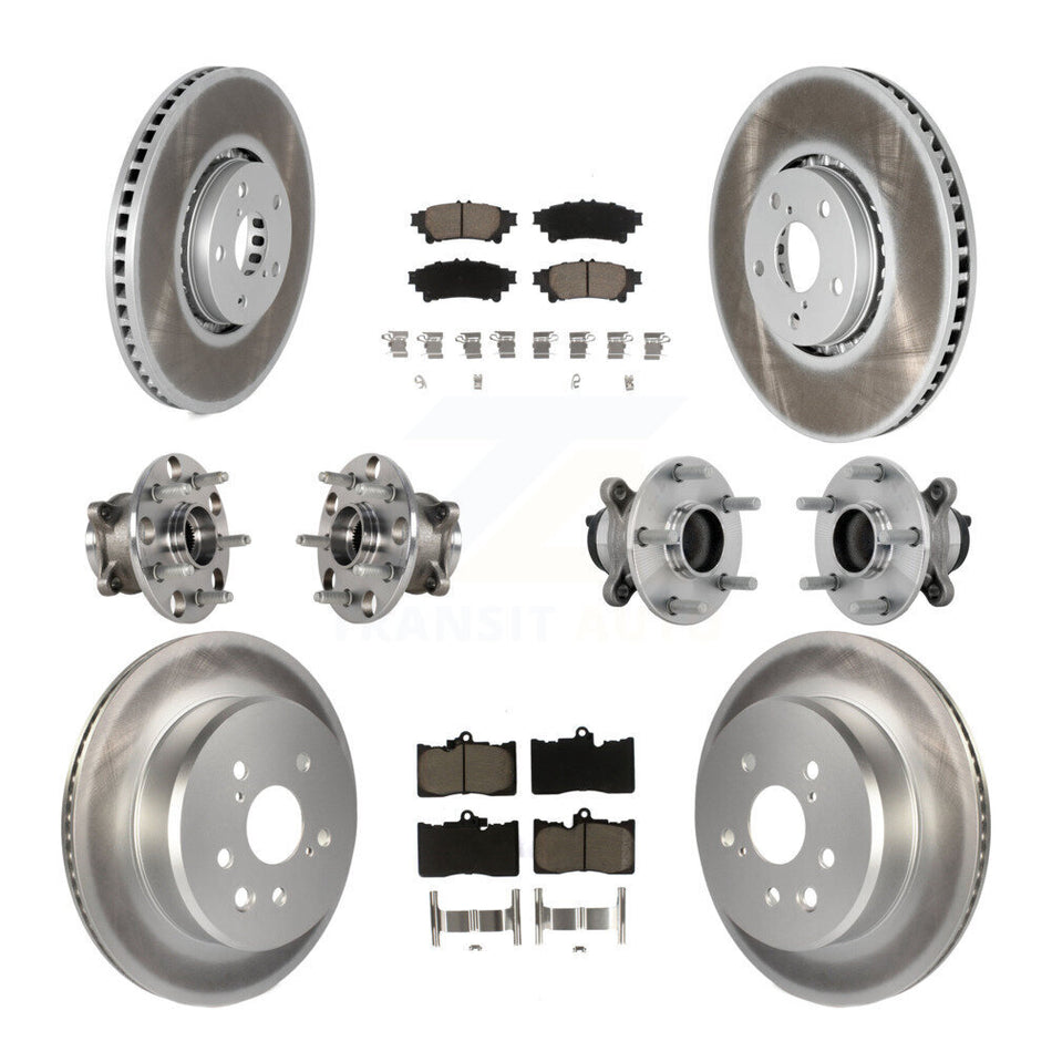 Front Rear Hub Bearing Coated Brake Rotor And Pad Kit (10Pc) For Lexus IS350 IS300 IS200t KBB-132967