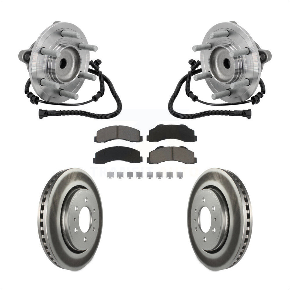 Front Hub Bearing Assembly Coated Disc Brake Rotor & Pad Kit For 2015-2017 Ford F-150 RWD KBB-132977