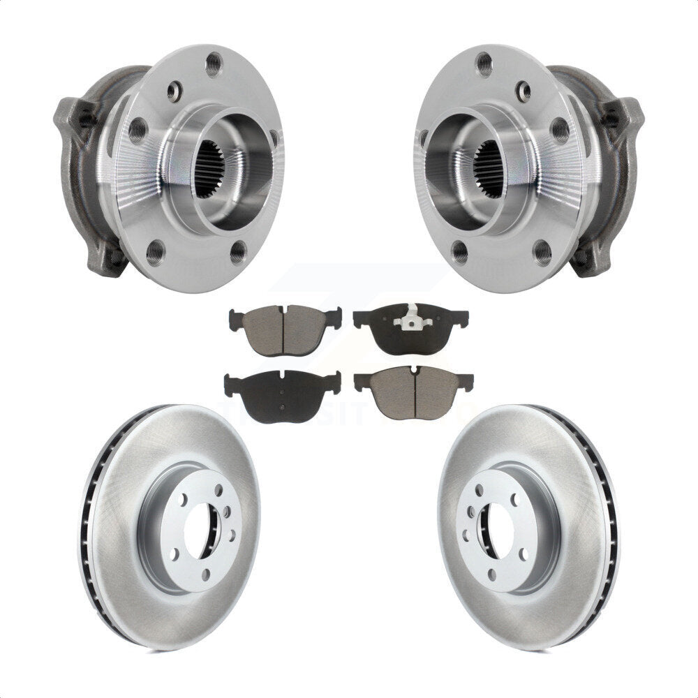 Front Hub Bearing Assembly Coated Brake Rotor And Pad Kit For BMW X5 X6 M12 x 1.25 Thread KBB-132979