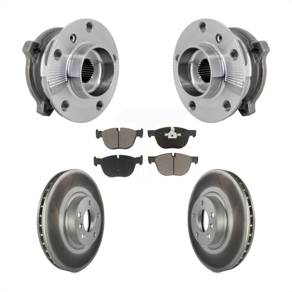Front Hub Bearing Assembly Coated Brake Rotor And Pad Kit For BMW X5 X6 M12 x 1.25 Thread KBB-132980