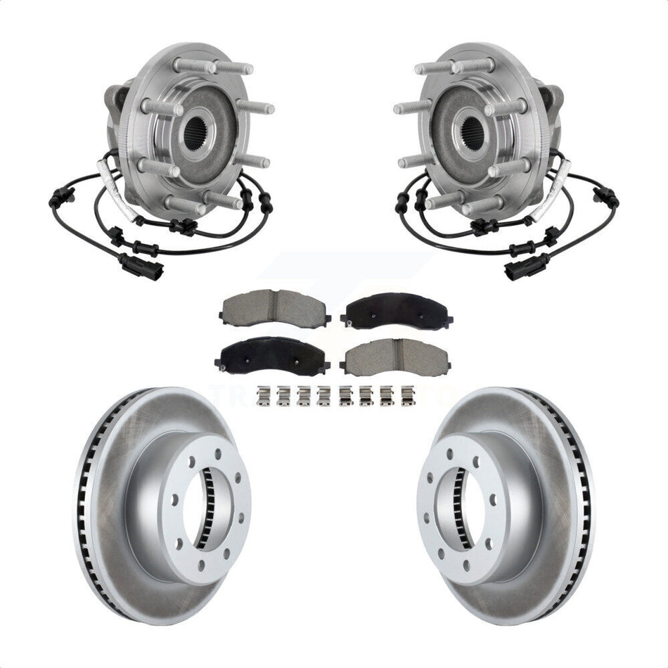 Front Hub Bearing Assembly Coated Disc Brake Rotor And Ceramic Pads Kit For Ram 2500 3500 KBB-132983