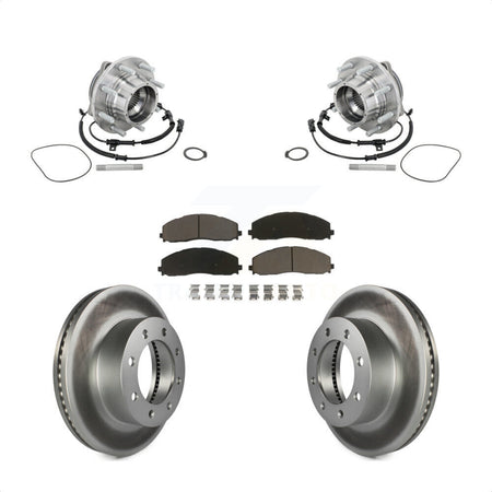 Front Hub Bearing Coated Brake Rotor Pads Kit For Ford F-450 Super Duty With 8 Lug Wheels KBB-132984