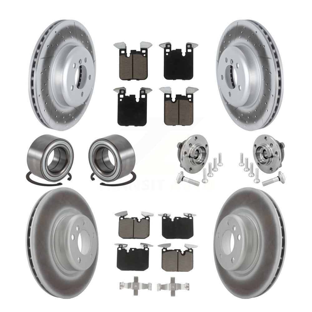 Front Rear Hub Bearing Coated Disc Brake Rotor & Pad Shoe Kit (10Pc) For BMW M240i xDrive KBB-133015