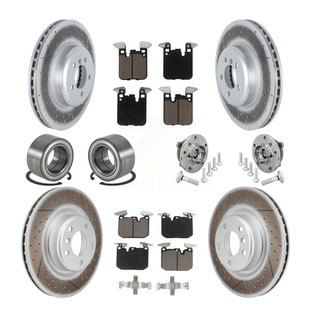 Front Rear Hub Bearing Coated Disc Brake Rotor & Pad Shoe Kit (10Pc) For BMW M240i xDrive KBB-133016