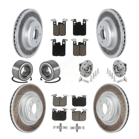 Front Rear Hub Bearing Coated Disc Brake Rotor & Pad Shoe Kit (10Pc) For BMW M240i xDrive KBB-133016