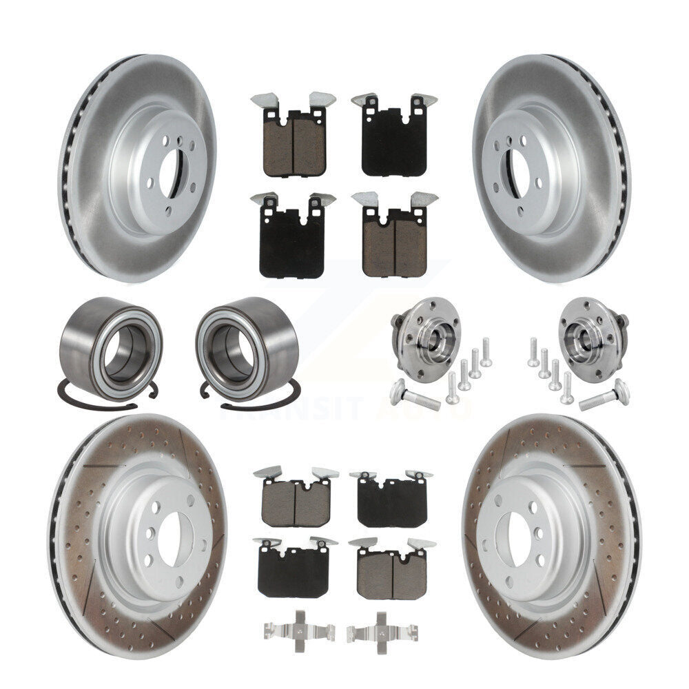 Front Rear Hub Bearing Coated Disc Brake Rotor & Pad Shoe Kit (10Pc) For BMW M240i xDrive KBB-133018