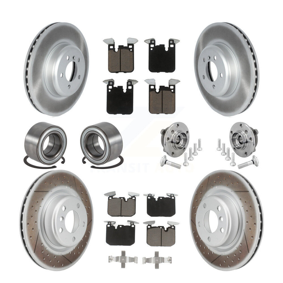Front Rear Hub Bearing Coated Disc Brake Rotor & Pad Shoe Kit (10Pc) For BMW M240i xDrive KBB-133018