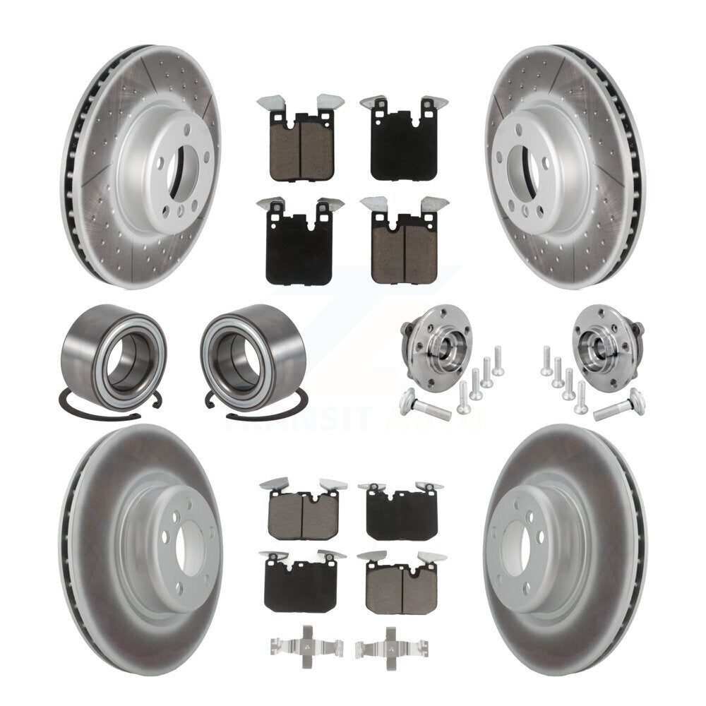 Front Rear Hub Bearing Coated Disc Brake Rotor & Pad Shoe Kit (10Pc) For BMW M240i xDrive KBB-133025