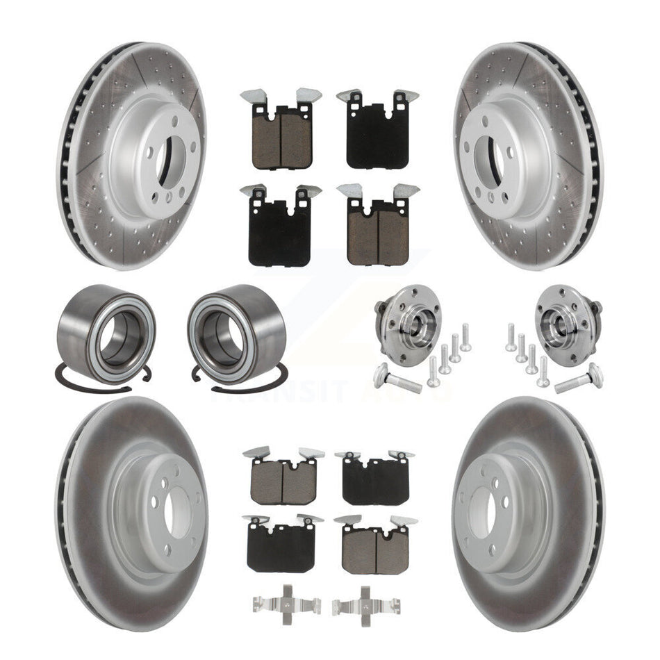 Front Rear Hub Bearing Coated Disc Brake Rotor & Pad Shoe Kit (10Pc) For BMW M240i xDrive KBB-133025