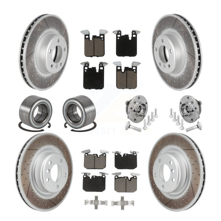 Front Rear Hub Bearing Coated Disc Brake Rotor & Pad Shoe Kit (10Pc) For BMW M240i xDrive KBB-133026