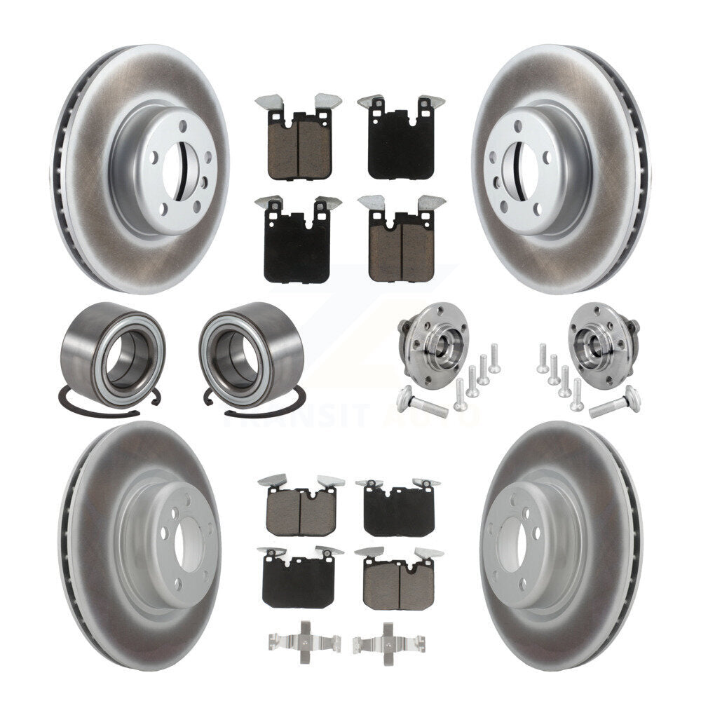 Front Rear Hub Bearing Coated Disc Brake Rotor & Pad Shoe Kit (10Pc) For BMW M240i xDrive KBB-133027
