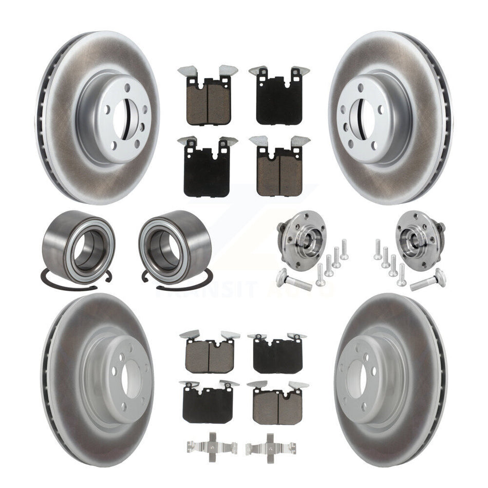 Front Rear Hub Bearing Coated Disc Brake Rotor & Pad Shoe Kit (10Pc) For BMW M240i xDrive KBB-133027