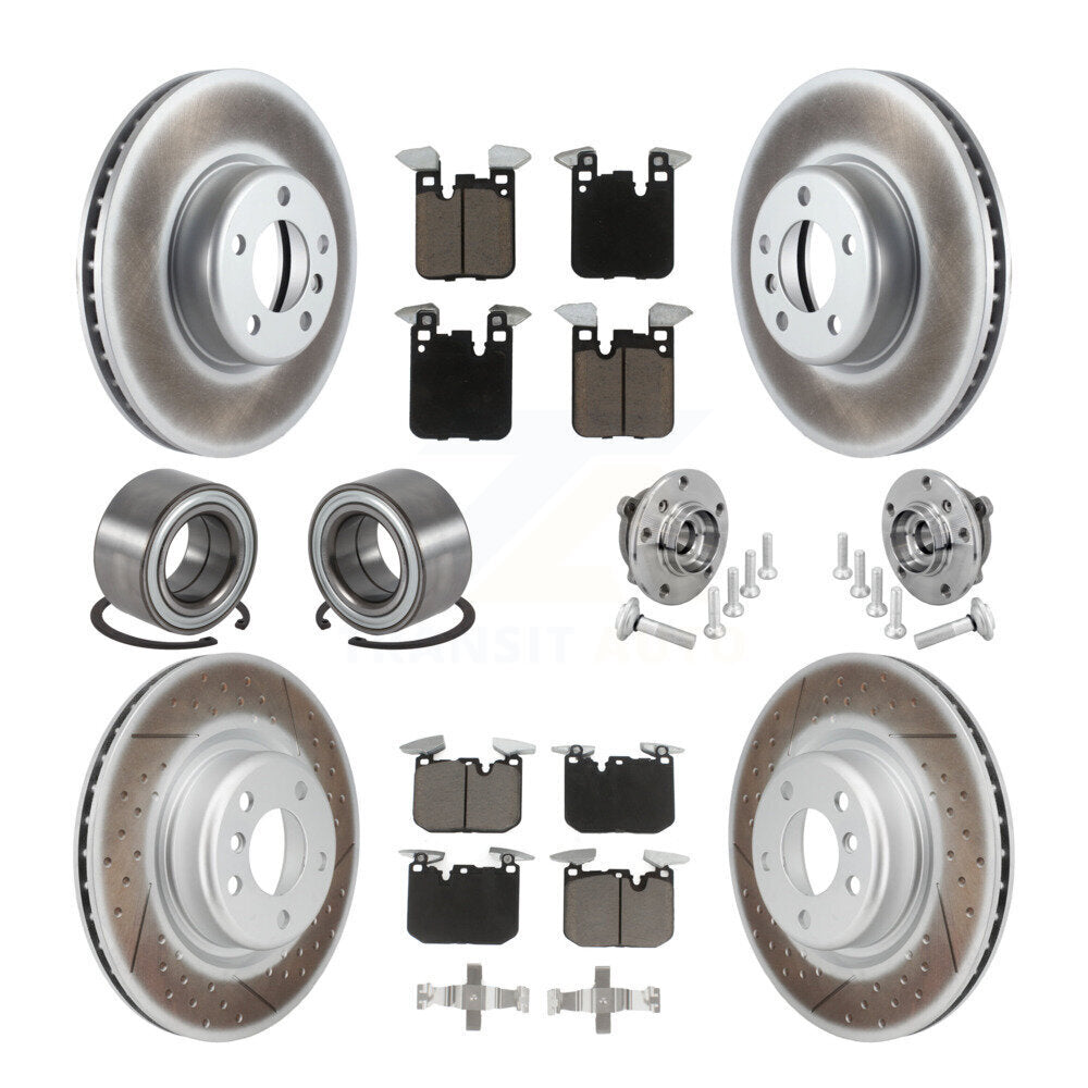 Front Rear Hub Bearing Coated Disc Brake Rotor & Pad Shoe Kit (10Pc) For BMW M240i xDrive KBB-133028