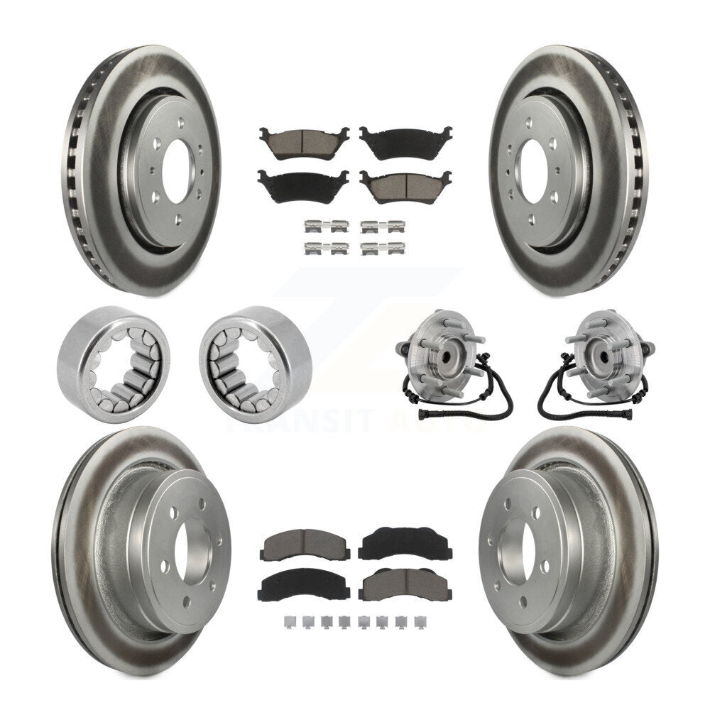 Front Rear Hub Bearing Coat Brake Rotor Pads Shoe Kit (10Pc) For 2015-2017 Ford F-150 RWD KBB-133032