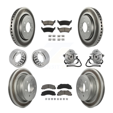 Front Rear Hub Bearing Coat Brake Rotor Pads Shoe Kit (10Pc) For 2015-2017 Ford F-150 RWD KBB-133032