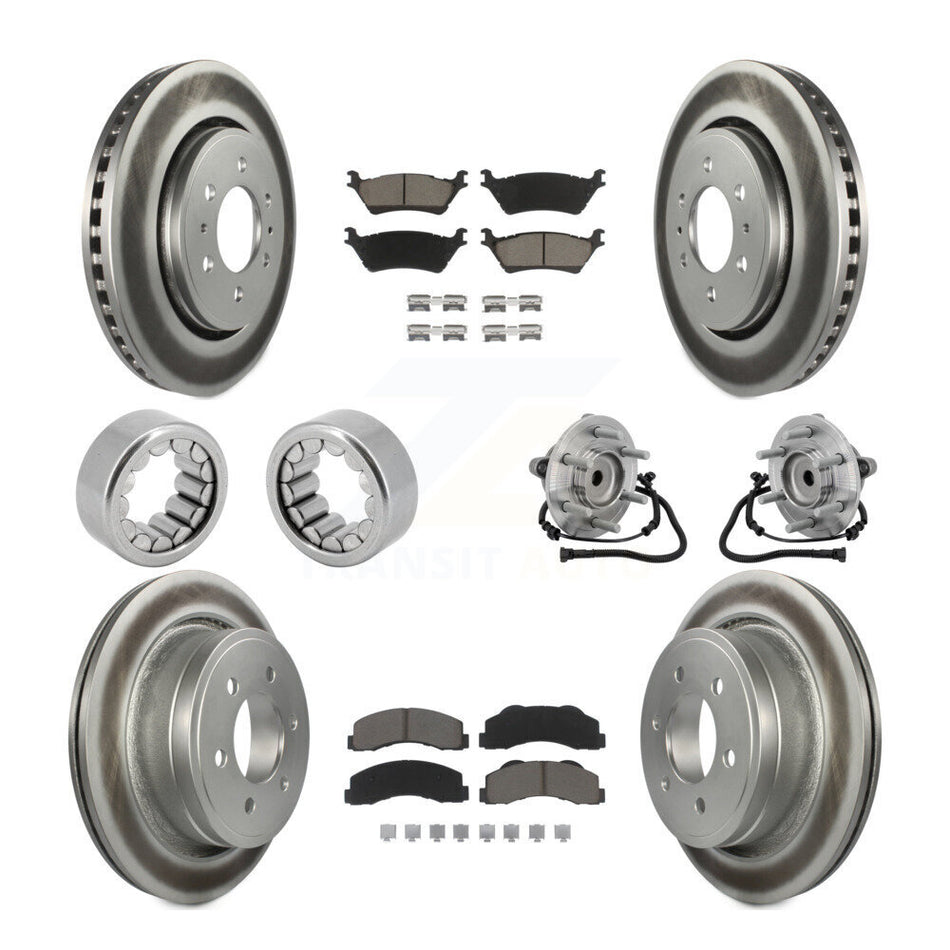 Front Rear Hub Bearing Coat Brake Rotor Pads Shoe Kit (10Pc) For 2015-2017 Ford F-150 RWD KBB-133032