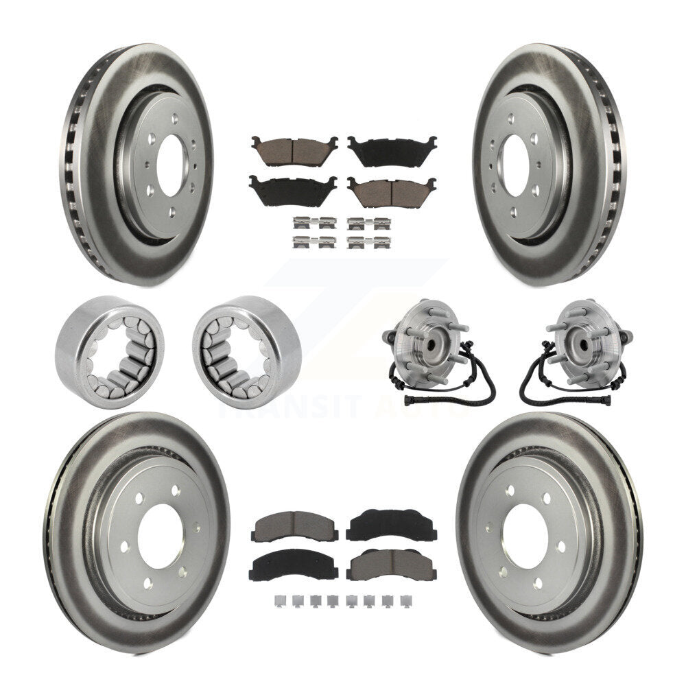 Front Rear Hub Bearing Coat Brake Rotor Pads Shoe Kit (10Pc) For 2015-2017 Ford F-150 RWD KBB-133033