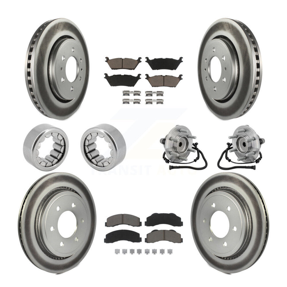 Front Rear Hub Bearing Coat Brake Rotor Pads Shoe Kit (10Pc) For 2015-2017 Ford F-150 RWD KBB-133033