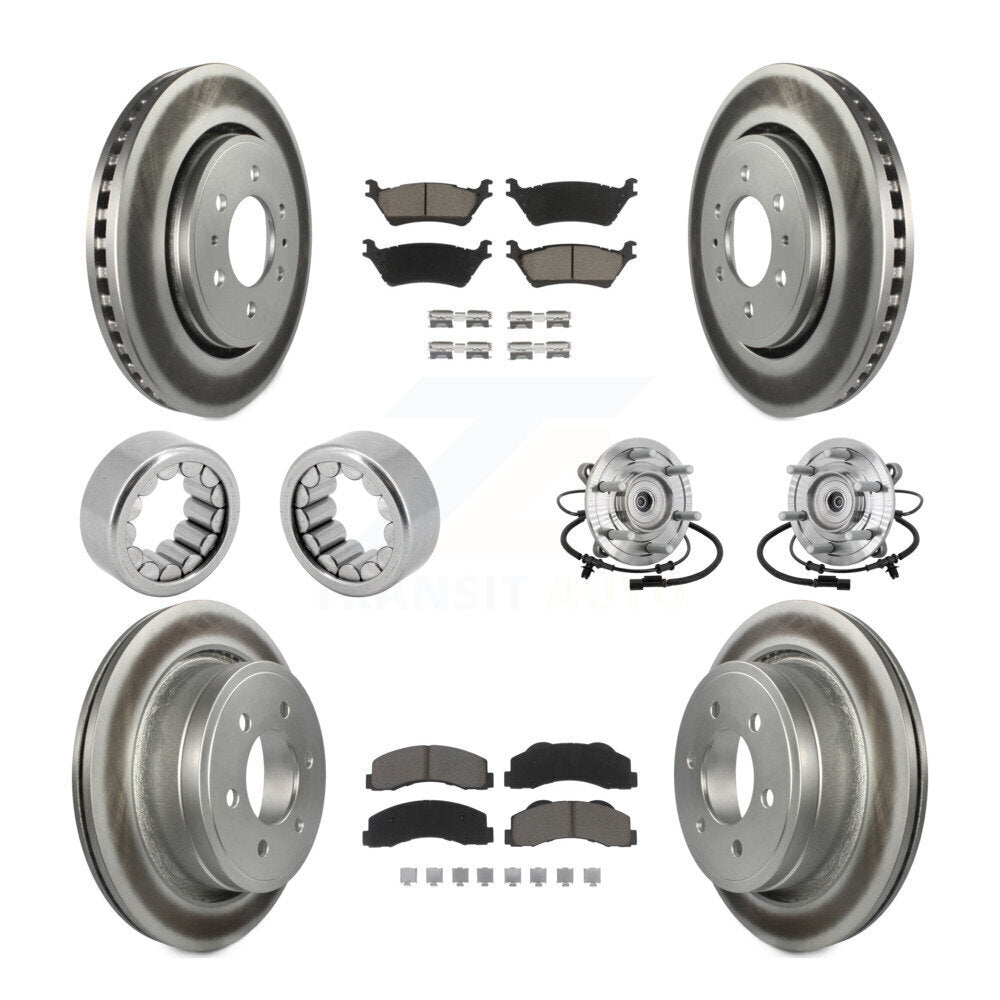 Front Rear Hub Bearings Coated Disc Brake Rotors And Pads Shoes Kit (10Pc) For Ford F-150 KBB-133034