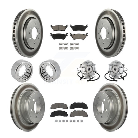 Front Rear Hub Bearings Coated Disc Brake Rotors And Pads Shoes Kit (10Pc) For Ford F-150 KBB-133034