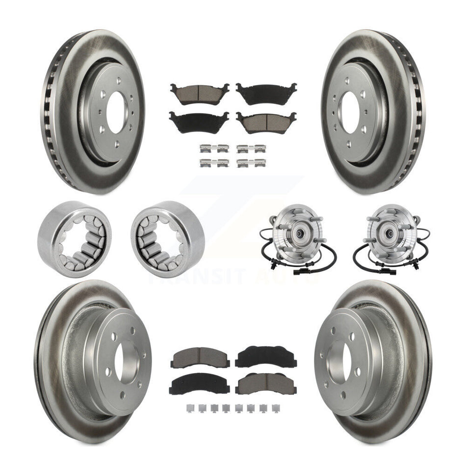 Front Rear Hub Bearings Coated Disc Brake Rotors And Pads Shoes Kit (10Pc) For Ford F-150 KBB-133034