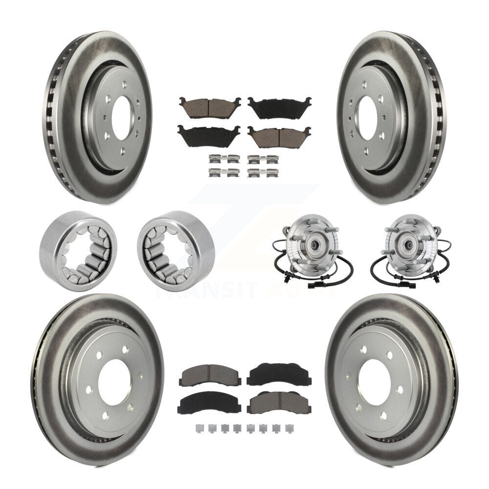 Front Rear Hub Bearings Coated Disc Brake Rotors And Pads Shoes Kit (10Pc) For Ford F-150 KBB-133035