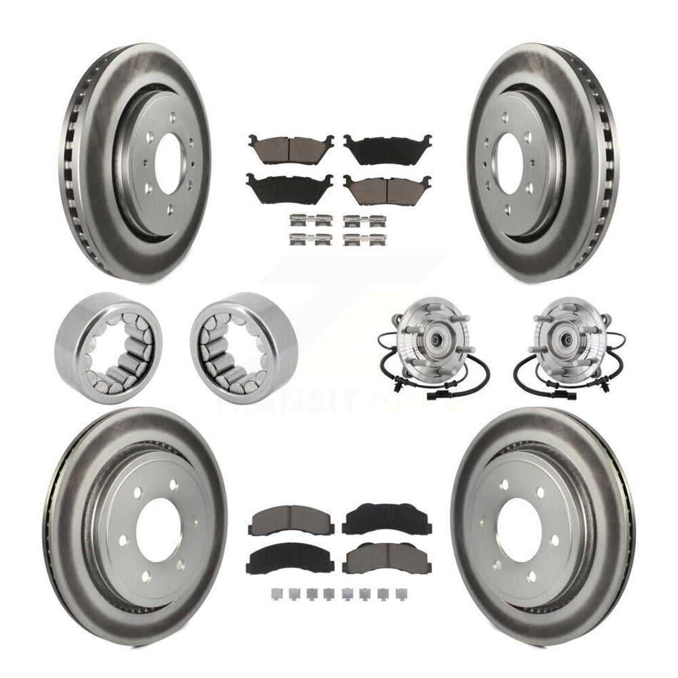Front Rear Hub Bearings Coated Disc Brake Rotors And Pads Shoes Kit (10Pc) For Ford F-150 KBB-133035