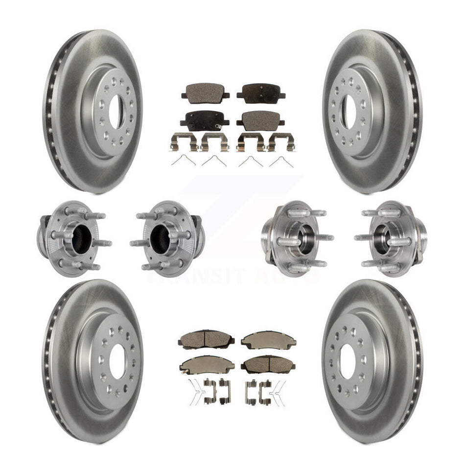 Front Rear Hub Bearing Coat Brake Rotor Pads Kit (10Pc) For Chevrolet Traverse GMC Acadia KBB-133038
