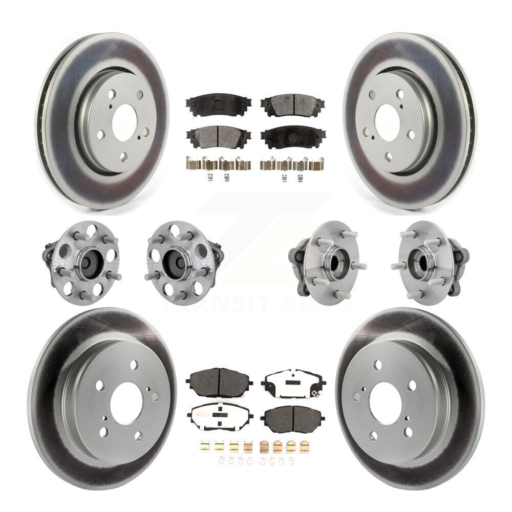 Front Rear Hub Bearings Coated Disc Brake Rotors And Pads Kit (10Pc) For Toyota C-HR KBB-133041