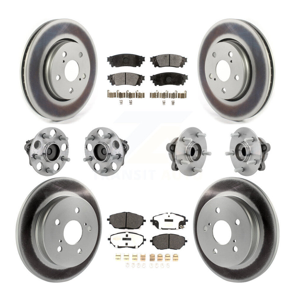 Front Rear Hub Bearings Coated Disc Brake Rotors And Pads Kit (10Pc) For Toyota C-HR KBB-133041