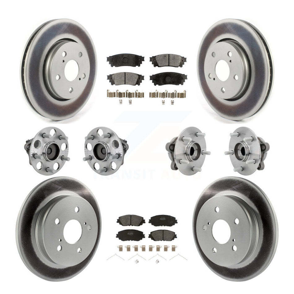 Front Rear Hub Bearings Coated Disc Brake Rotors And Pads Kit (10Pc) For Toyota C-HR KBB-133042