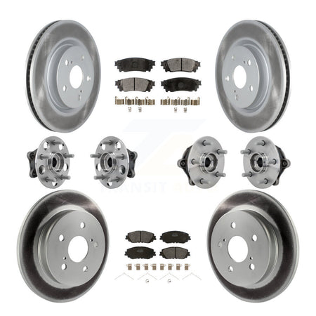 Front Rear Hub Bearing Coated Disc Brake Rotors And Pads Kit (10Pc) For Toyota RAV4 Venza KBB-133044